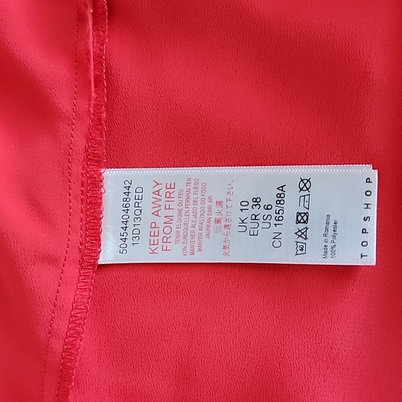 Topshop Women's Red W/ Bow Accent Wrap Top, 6 - Picture 6 of 8